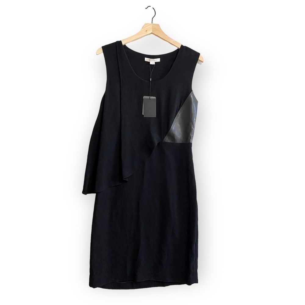 NWT Alexander Wang Black Sheath Dress with Leather Inset, Size 10